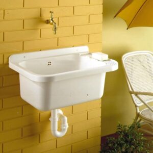 Chiuveta exterior PP TERRA pentru bucatarie de vara si gradina (Alba – kit cu accesorii) 51x34x25