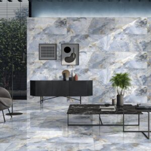 Gresie portelanata rectificata Onyx Blue, 60x60 cm, mata