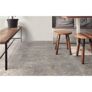 Gresie porțelanată rectificată Pewter Travertine, 60x60x2 cm, mată