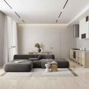 Gresie porțelanată rectificată Twisty Travertino Living, 60x120, lucioasă