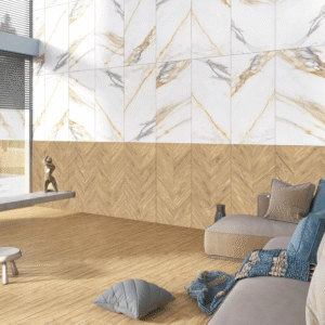 Gresie porțelanată Tilia Chevron Brown, 60x120 cm