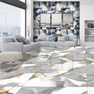 Gresie Olympe Grey Gold Glossy, 60x120 cm