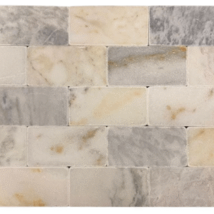 Marmura Mugla White - 7.5x15x1 cm, alb natural cu nuanțe gri