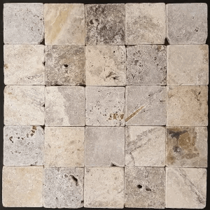 Travertin Silver - 10x10 cm, cu finisaj antichizat tumbled