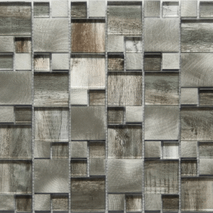 Mozaic din sticla si metal pe plasa Wa652 - 30x30 cm