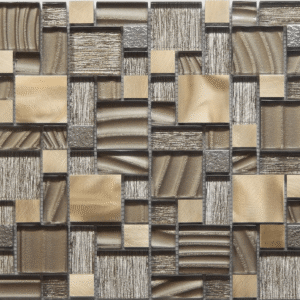 Mozaic din sticla si metal pe plasa Wa894 - 30x30 cm