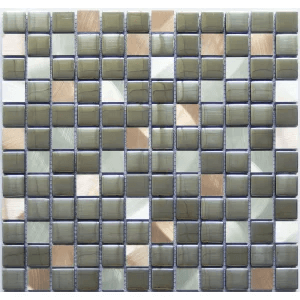 Mozaic din sticla si metal pe plasa Sceu010 - 30x30 cm